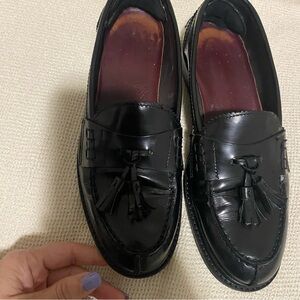 Vero Cuoio Black Tassel Loafers size 38  leather